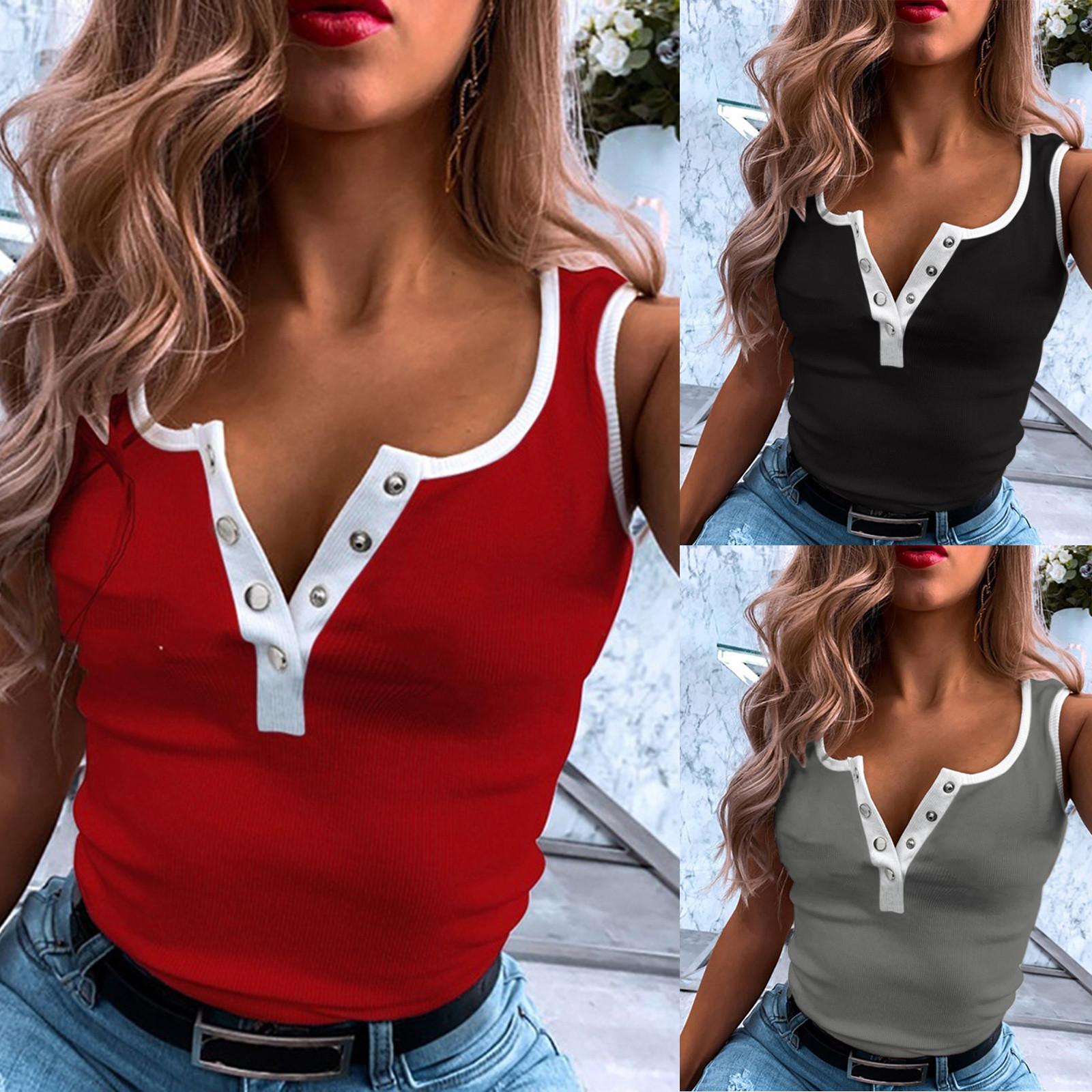 

(SU)Women Tank Top Sleeveless Basic Cami Top Shirt Slim Knit Ribbed Racerback Blouse