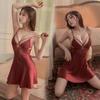 Lace Night Dress Womens Clothing Silk Lingerie Porno Sleepwear Nightgown Satin Sexy Deep V Neck Gowns Sex