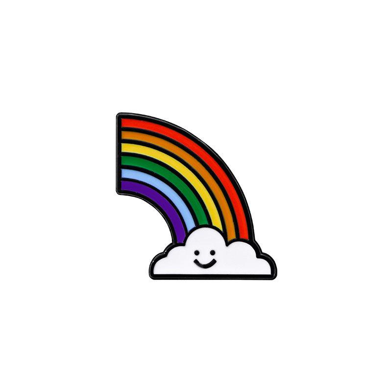 Cute Cartoon Rainbow Couple Matching Enamel Brooch Alloy Badge Decorative Pin for Backpack Clothes Bag Anti Slip Buckle Accessory