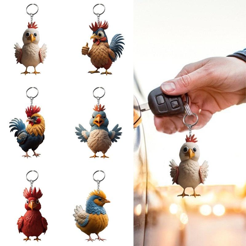 Keychain Cartoon Chicken Bag Charm Car Pendant Halloween Christmas Decoration