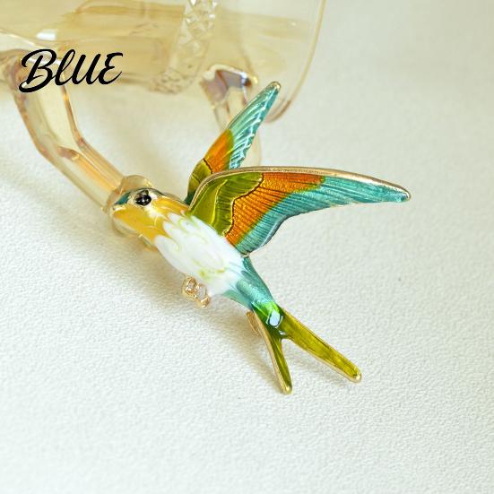 Men Bird Brooch Enamel Swallow Women Oil Dripping Lapel Pin