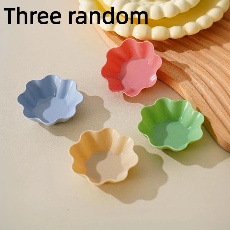 3/6Pcs Household Kitchen Dipping Snack Dish Multiple Cute Shape Seasoning Dish Snack Dish Wheat Straw Small Plate Tableware