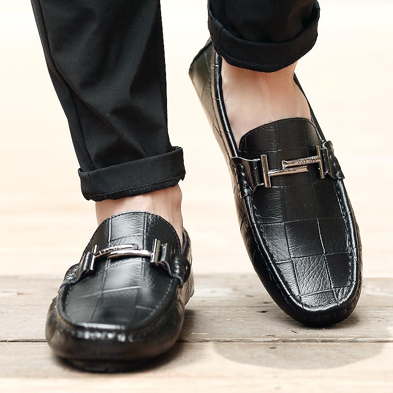 Divatos férfi mokaszinok Puha KÜLTÉRI Kiváló minőségű kényelem Kézzel varrott cérna Cipők Férfi Lapos Vezetőcipők kék Puha Összecsukható Babcipők