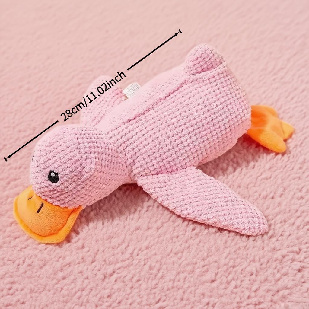 [Chew-Resistant Duck Toy] Chew-Resistant Interactive Yellow Duck Doll with Squeaking Sound | 3 Colors, Bite-Type Plush Toy for Cats&Dogs-Pet Supplies