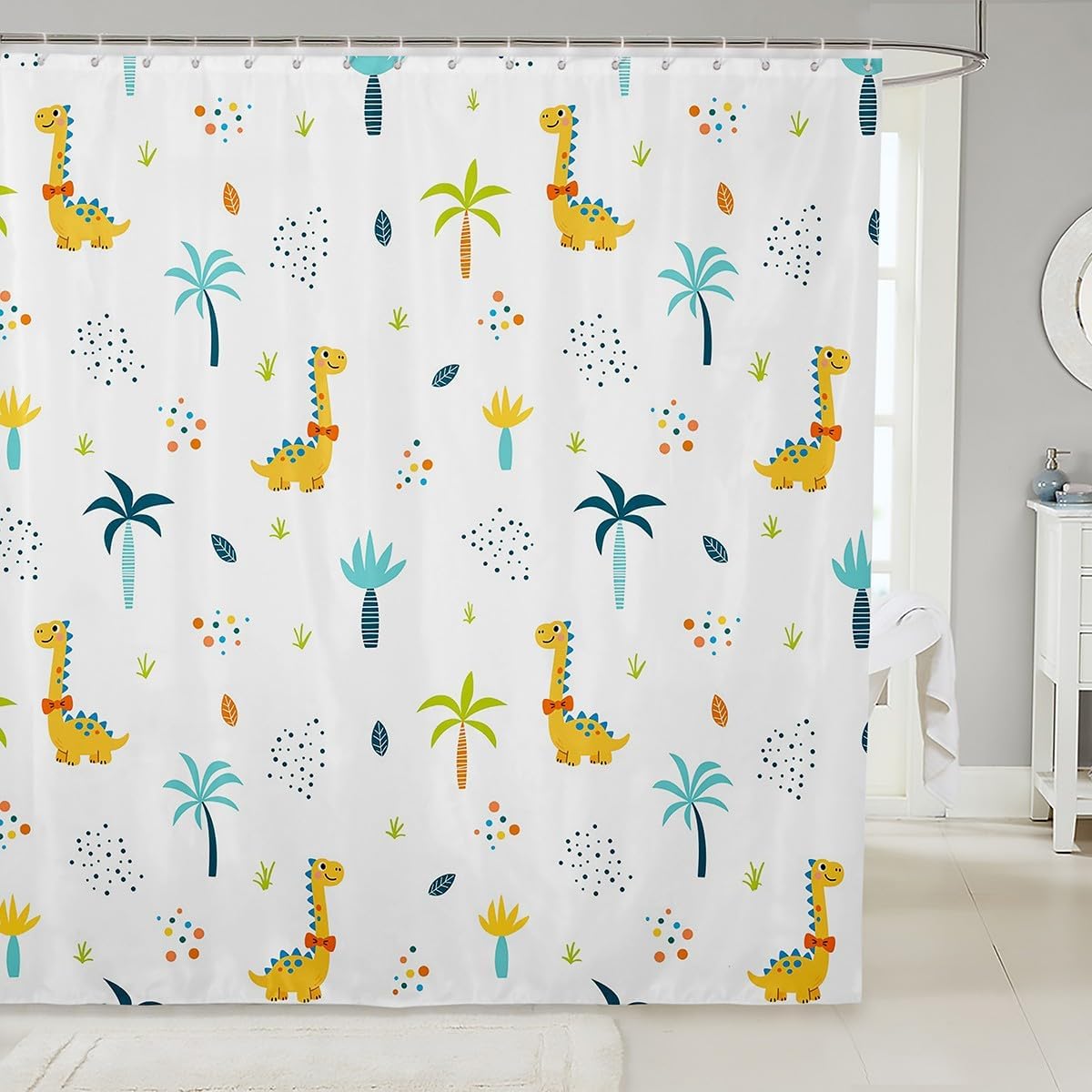 

Daisy Shower Curtain White Flower Leaves Bathroom Curtain For Kids Boys Girls Women Bathtub Decor,Botanical Garden Artwork W60H190(CM)-1 Pcs