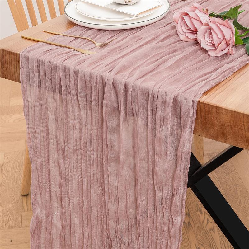 90x300 cm pletená látka běhoun Svatební narozeninová oslava banket dekorace gázová látka voálový ubrus Twist table cover