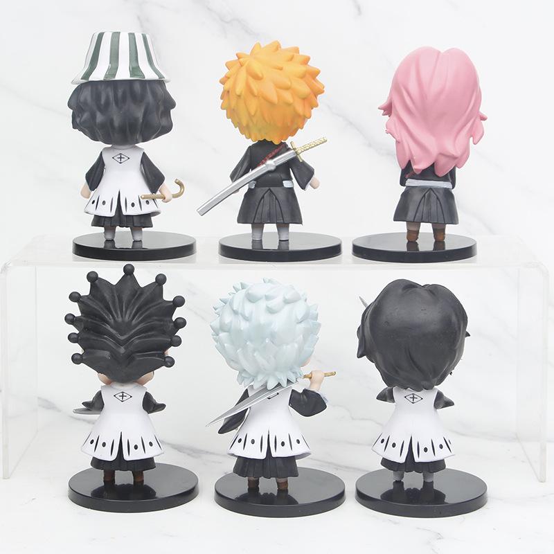 6pcs/set Anime  Figure Toys Q Version Kurosaki Ichigo Hitsugaya Toushirou PVC Model Decoration Children's Birthday Gifts