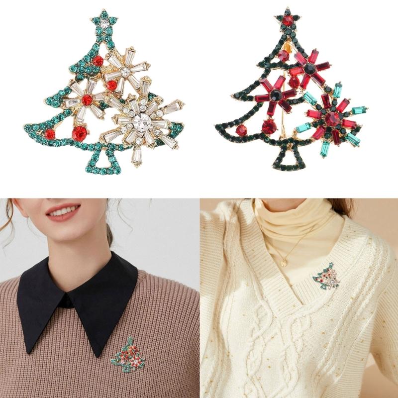 Stylish Festive Tree Jewelry Pin Sturdy Alloy Design Secure Clasp Brooch Perfect For Holiday Outfits And Gatherings