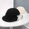 Lace Black Knitted Hat French Style Women Fisherman Hat Retro Hepburn Style Topper Hat  Funeral