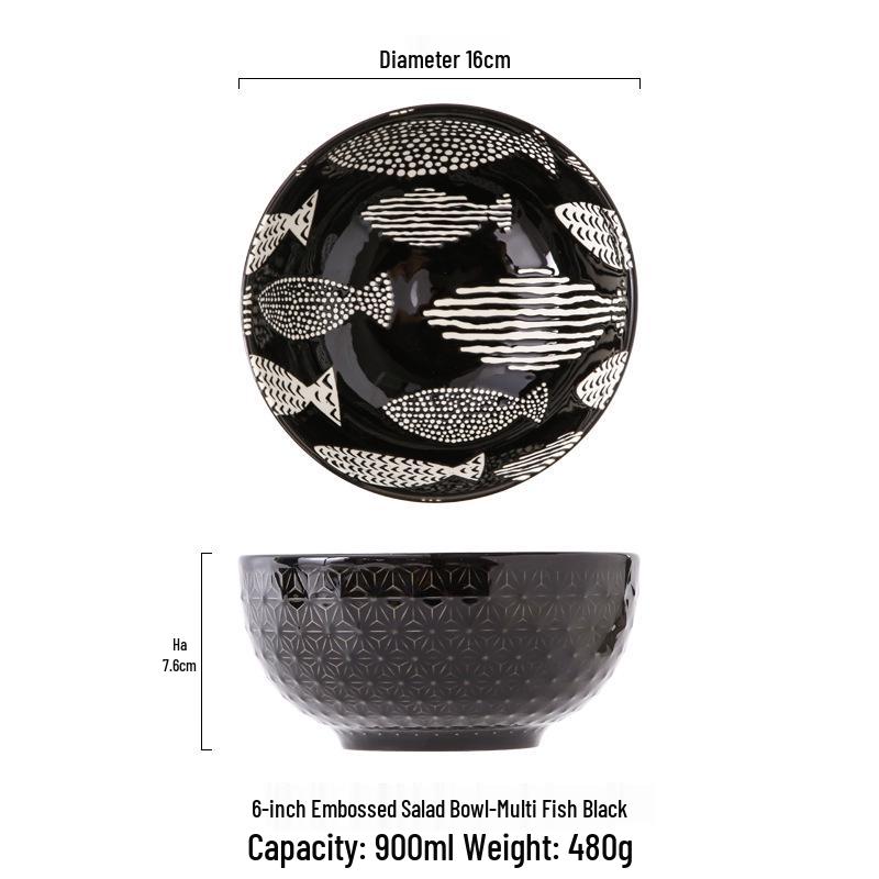 6-inch European Style Underglaze Ceramic Bowl for Salad, Soup, Rice, or Instant Noodles - Free Shipping