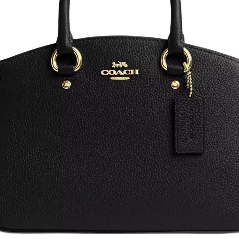 Coach Savannah 28 Logo Pebbled Leather Shoulder Handbag Large Women's Black