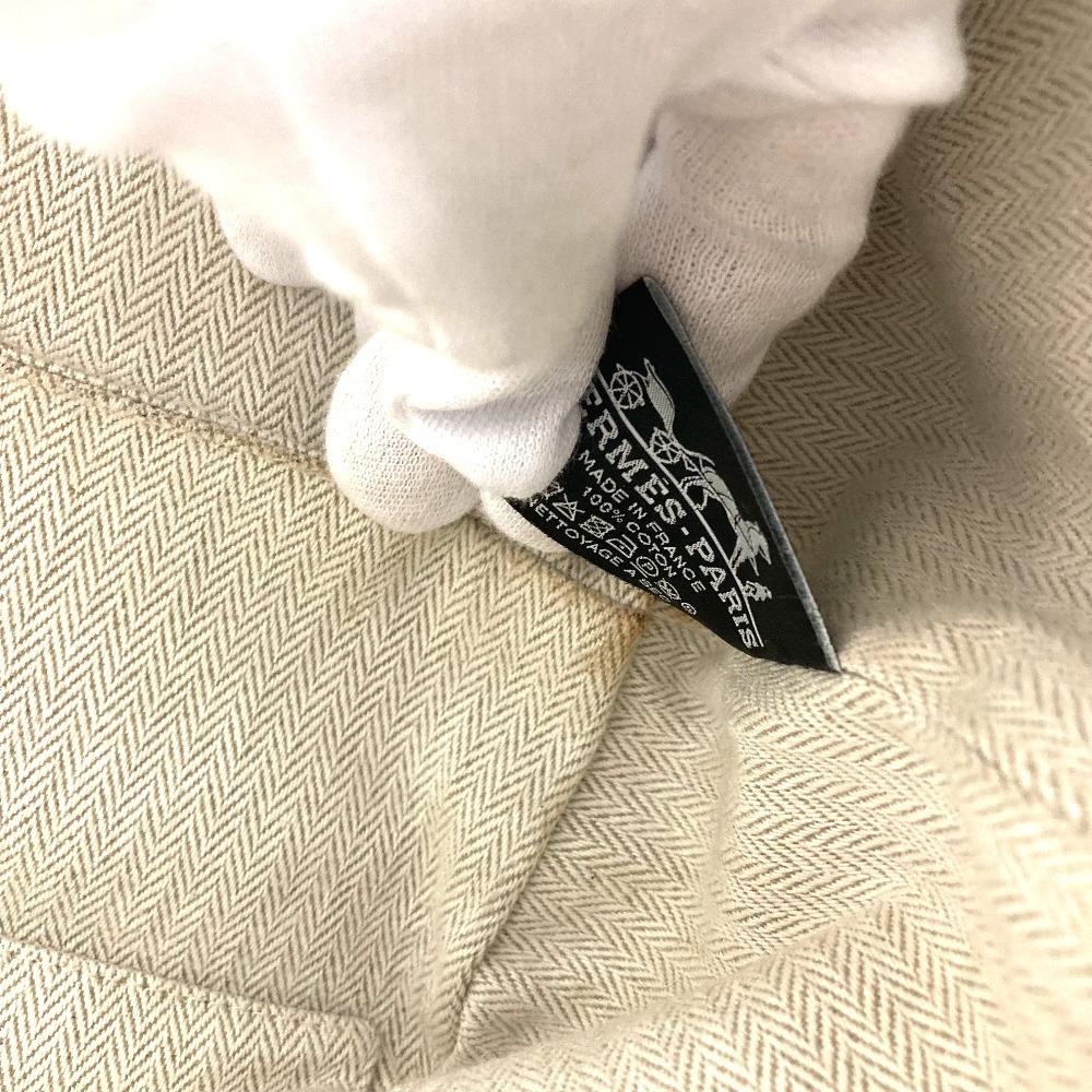 HERMES Bridea Black GM pouch vanity bag H logo Hand Bag cotton blue/Green