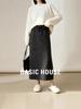 Coffee Wool A-Line Pleated Skirt: High-Waisted, Slim-Fit, Mid-Length for Petite Women - 2026 Autumn/Winter Collection