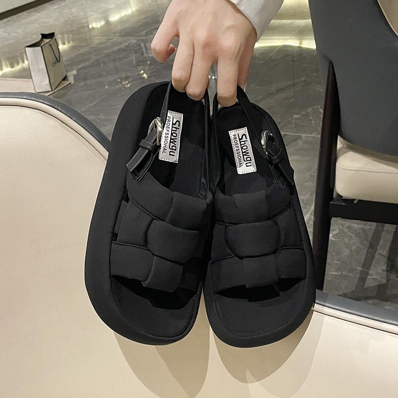 Thick-soled Roman sandals 2025 summer new super-fire woven outer wear versatile shit-stepping soft-soled sports beach shoes