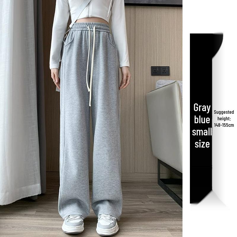 Women's High Waist Wide Leg Gray Sweatpants - Spring/Autumn