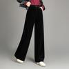 Women's Gold Velvet High-Waisted Wide-Leg Pants - Spring 2026 Slimming, Straight-Leg, Solid Color, Long and Versatile.