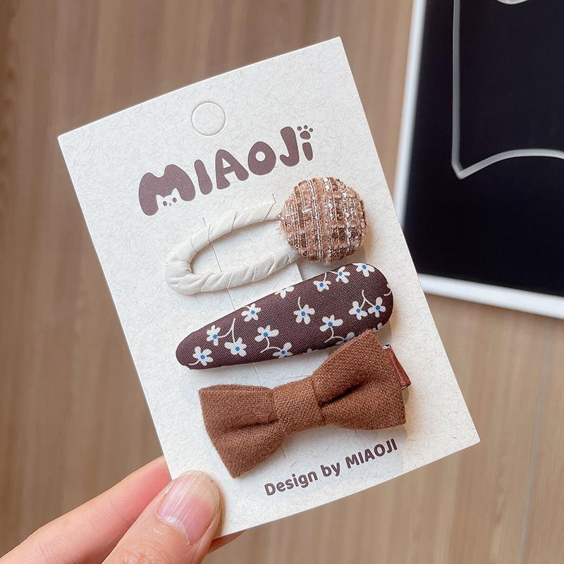 3pcs/set Ins Bow Hair Pin for Children Girl Tie Bow Floral Solid Color Hair Clips Baby Bang Side Clip Kid Girl Hair Accessories