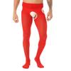 Men's Lace Trimming Pantyhose Open Crotch Long Pants Tights Leggings
