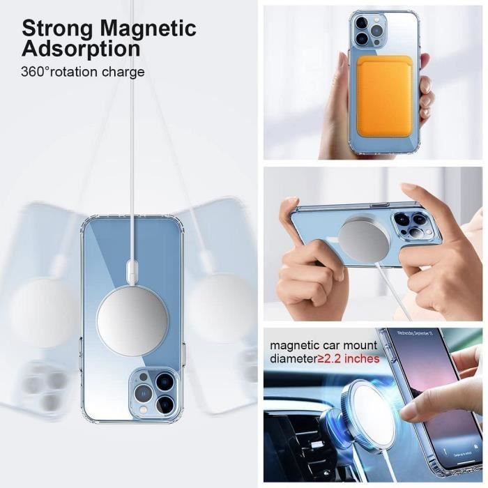Protective Case - E.F.CONNECTION - for iPhone 12 Pro - Transparent - Magnetic - Tempered Glass Included