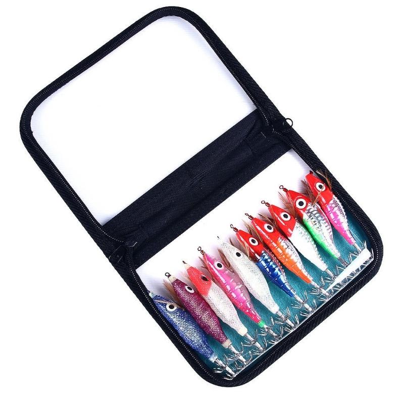 10Pcs Luminous Squid Jigs Lures Fishing Hard Fishing Lures Glow Squid Jig Hooks
