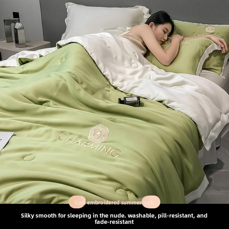 Summer Air Conditioning Quilt with Cool Feeling Ice Silk Summer Set - Machine Washable