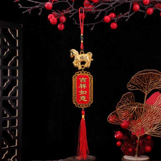 Chinesische Neujahrsdekoration 2026 Jahr des Pferdes Rote Hängende Feng Shui Dekoration Tierkreiszeichen Quasten Anhänger für Frühlingsfest
