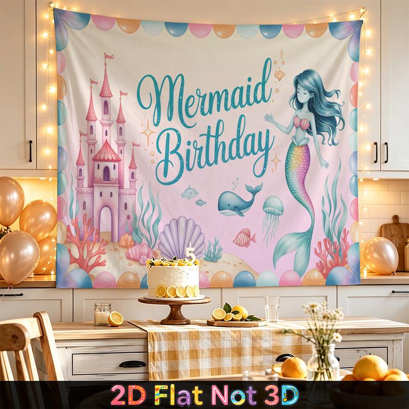 Party Backdrop Birthday Castle Mermaid Photo Booth Background Front Door Decor
