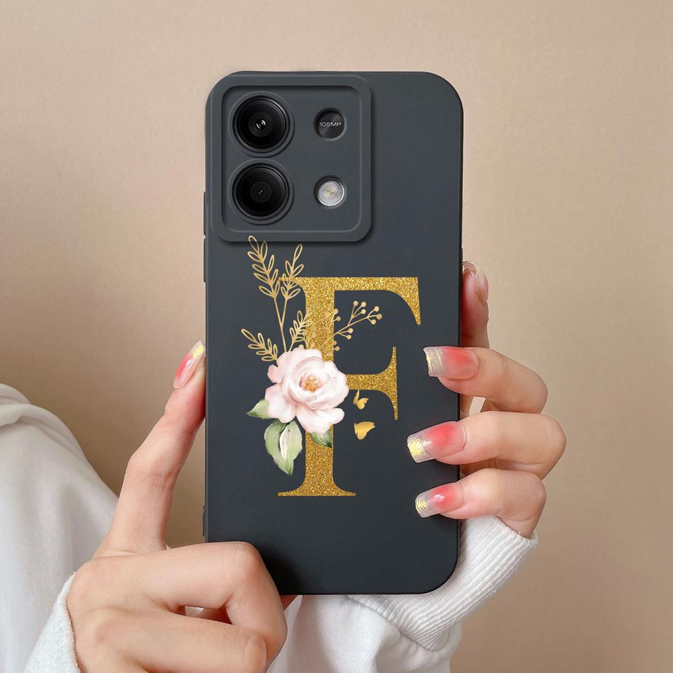 Phone Case For Redmi Note 13 Pro 4G 5G Elegant Letter Soft Liquid Silicone Full Coverage Protector For Redmi Note13 13Pro Fundas