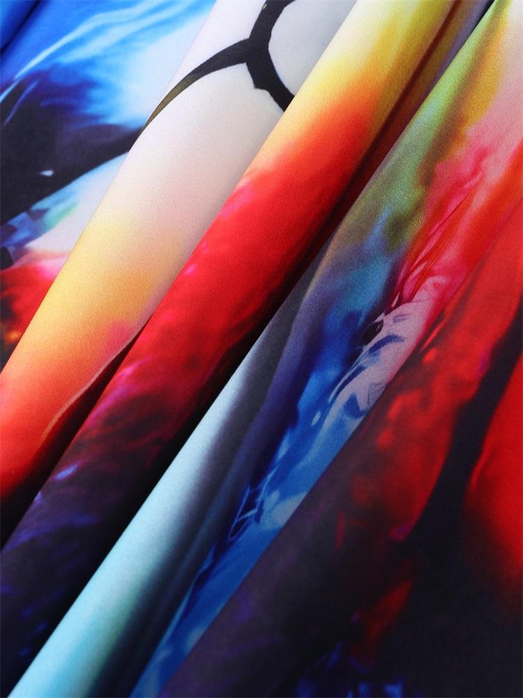 EDOLYNSA 2024 Plus Size Colorful Butterfly Printed Hand-knit V Neck Casual Kaftan Women House Dress Summer Beachwear Swimsuit Cover Up Q1634