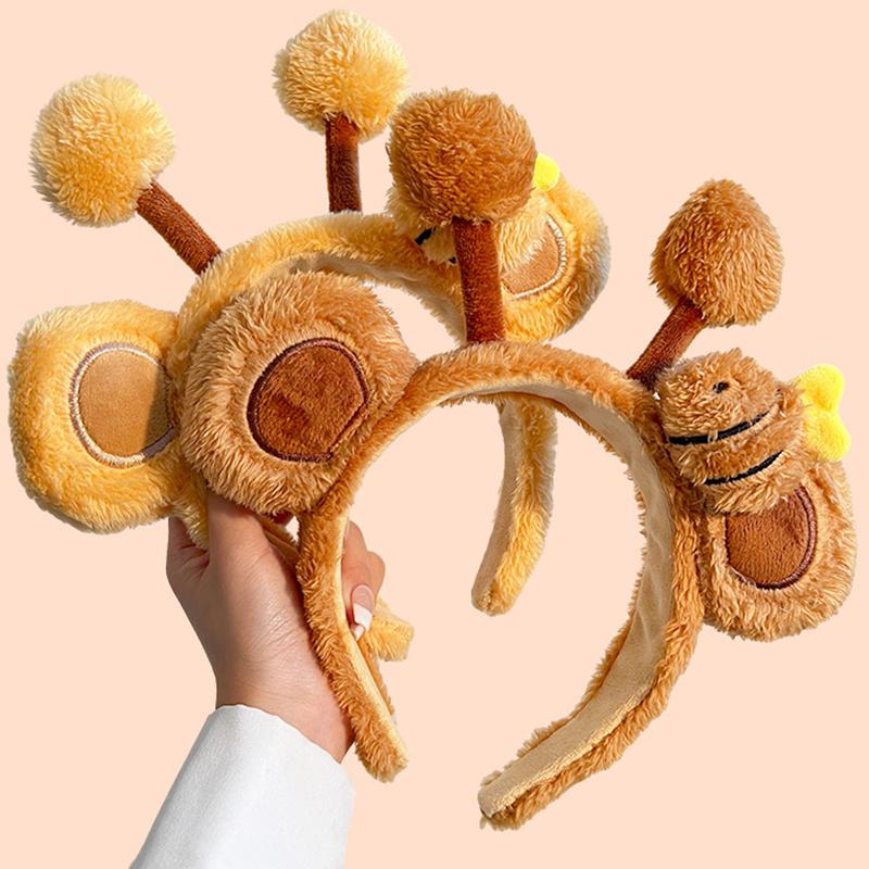 Söta bi-pannband, Djurkreativitet, Plysch tecknade huvudbonader, Supersöta hårnålar för ansiktstvätt, Roliga Po-shower, Pannband