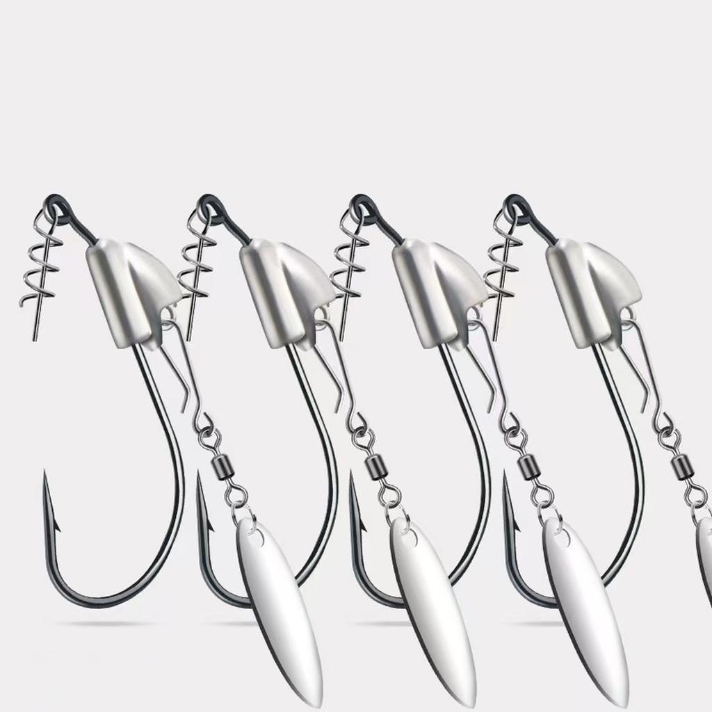 Weighted Swimbait Hooks, Bladed EWG Hooks for Bass Fishing, E* Wide Worm Underspin Weedless