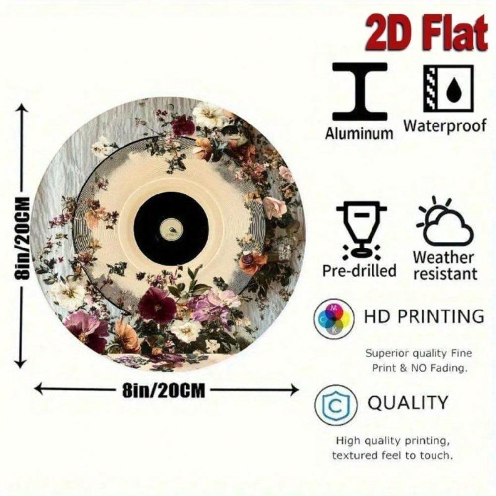 Vintage Floral Record Metal Wall Art Sign Home Kitchen Decor Retro Gift