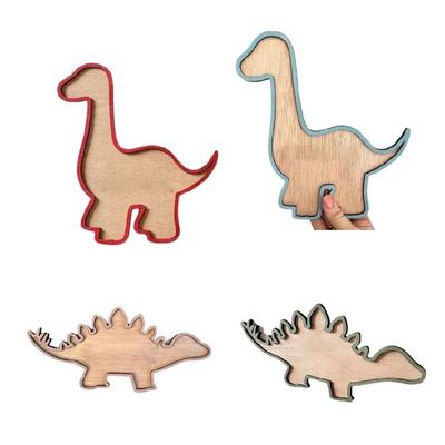 Natural Wood Dinosaur Hanging Decoration for Kids' Play Area Enhances Imagination and Creativity