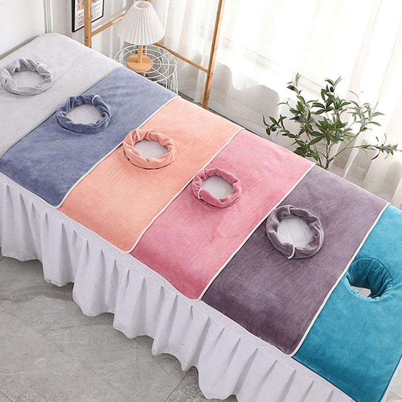 3 Pcs Thickened Beauty SPA Massage Table Planking Face Towel With Hole Bed Bandana Beauty Salon Bed Head Towel