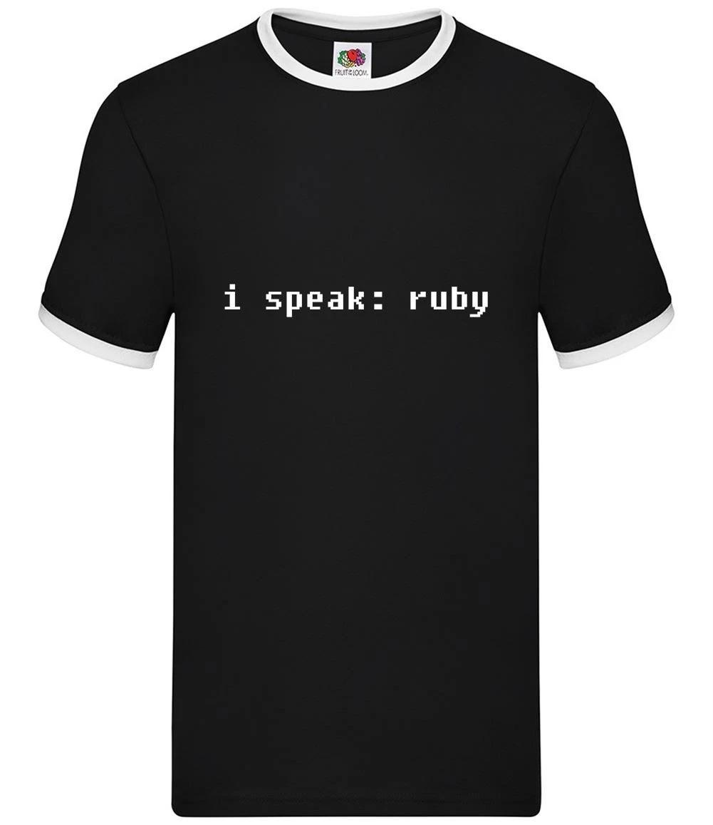I Speak: Ruby - Mens Ringer - Code Language Developer Programmer Computer XL