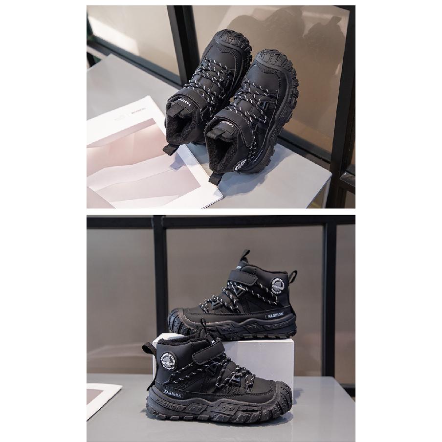 Children's Shoes with Fleece Lining, Mid-Top Sports Shoes, Winter New Style, Girls' Soft Sole, Double Cotton Casual Shoes, Boys' Running Shoes
