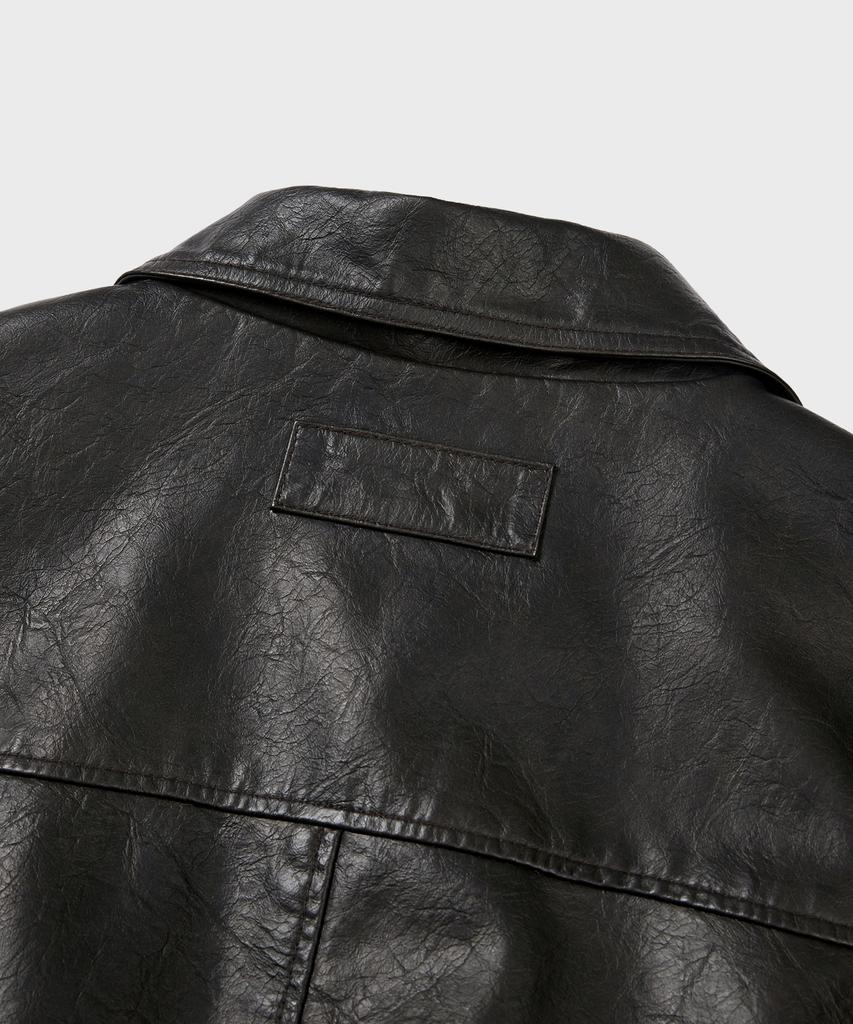 Qs Washed Faux Leather Blouson (Dk Brown)