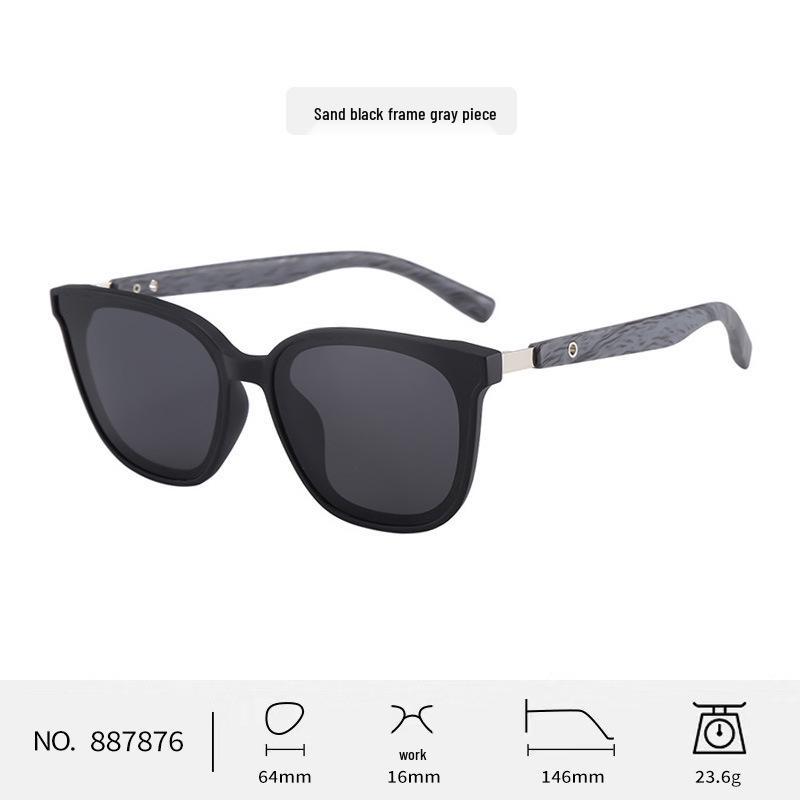 Stylish Large Frame Retro Sunglasses, UV Protection, Polarized Wood Grain Design for Men & Women, Slimming Effect for Broader Faces.