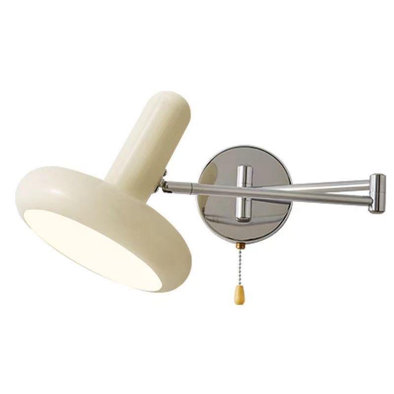 Smart Retractable Wall Lamp: No Wiring Required, Full Spectrum, Cream Style, Swing Arm for Bedroom or Living Room.