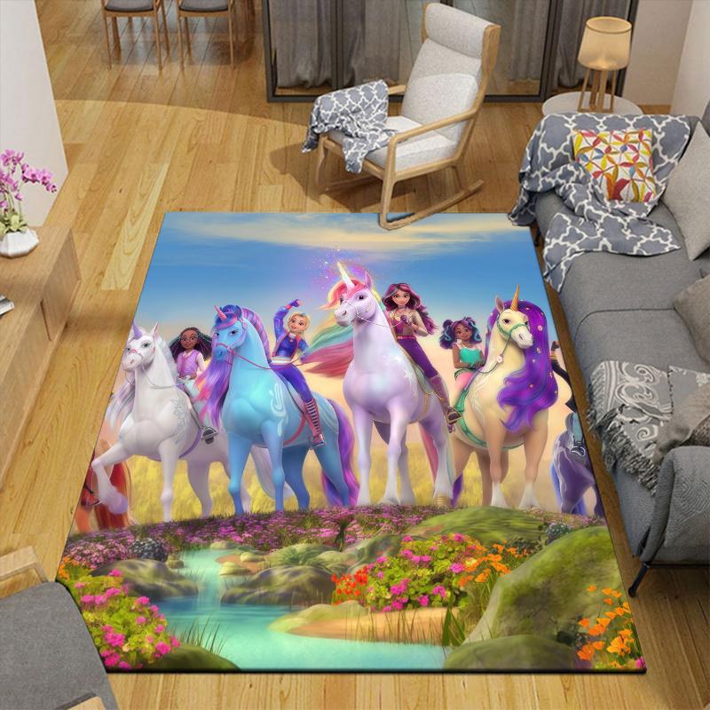 Unicorn Academy Home Sofa Decoration for Living Room & Bedroom, Non‑Slip Play Flannel Floor Mat for Game Room