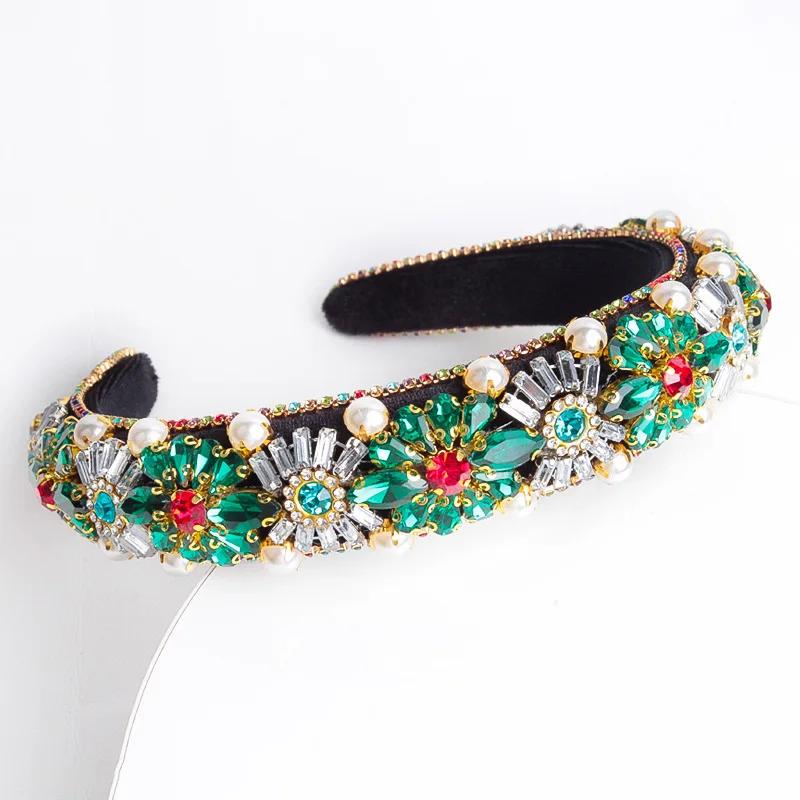 New Full Diamond Headband Baroque Vintage Rhinestone Headdress Handmade Hairband