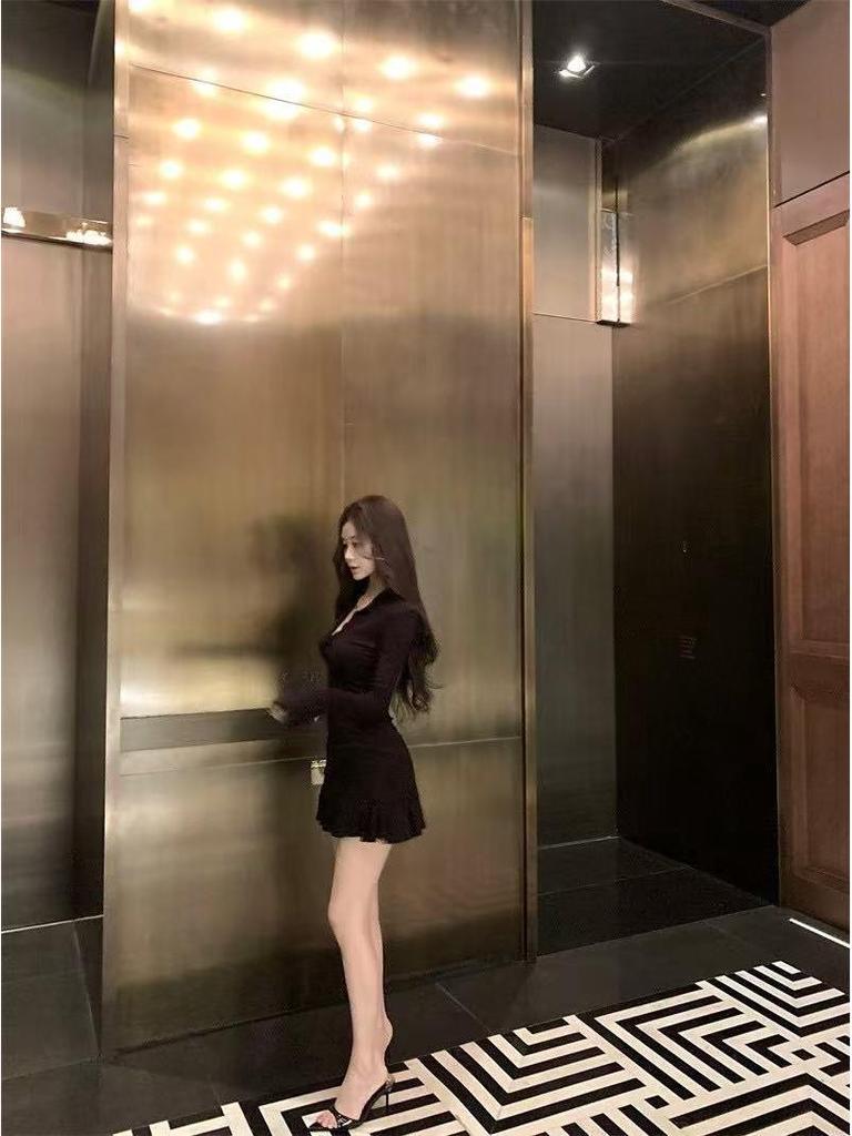 Elegant Deep V-Neck Long-Sleeve Top & High-Waisted Pleated Skort Set