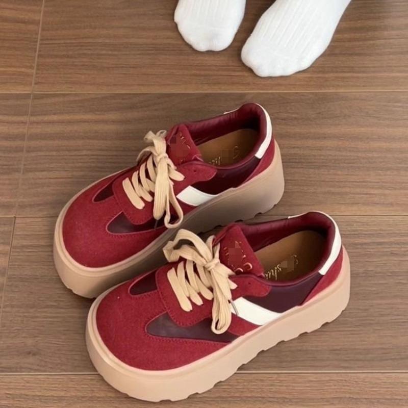 Retro single shoes autumn new thick-soled muffin shoes small height-increasing board shoes women's trend