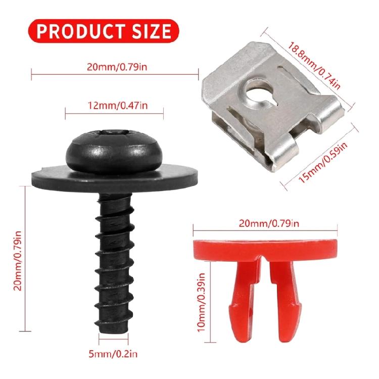 Engine Splashes Shield Screw Set Easy Installation Engine Protection Fasteners Car Body Bolt Nut Set for Automotives 