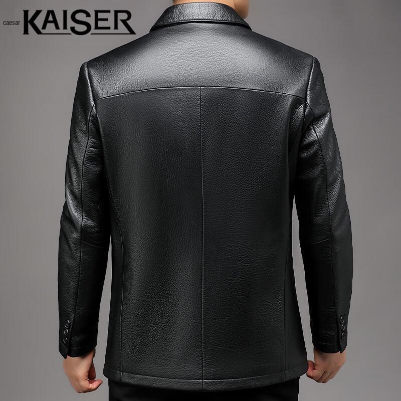 Caesar Men's Red Deer Leather Turn-Down Collar Jacket KS83517