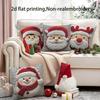Christmas Is Cute and fun!Santa Claus & Snowman Pattern On Pillowcase New Year Home Decoration 2d Flat Printing