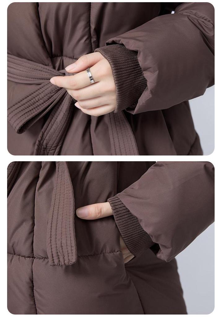 European Winter Stand Collar Cotton Jacket with Belt - Elegant and Versatile Outerwear