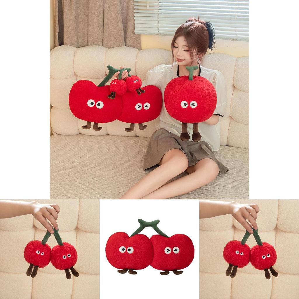 Cherry Plush Toy Pillow Doll And Keychain With Pp Cotton Filling Soft Cushion For Girls Gift