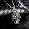 Gotische Hohl-Anhänger-Halskette Augen Rubin Edelstahl Herren Acsergery Silber Geschenk