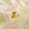 New Charm 18k Gold Plated Opening Adjustable Stainless Steel Heart Pendant Freshwater Pearl Wide Rings for Women